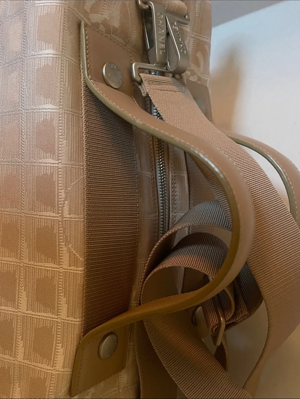 CHANEL Pink Beige Signature Logo Tote with Sling